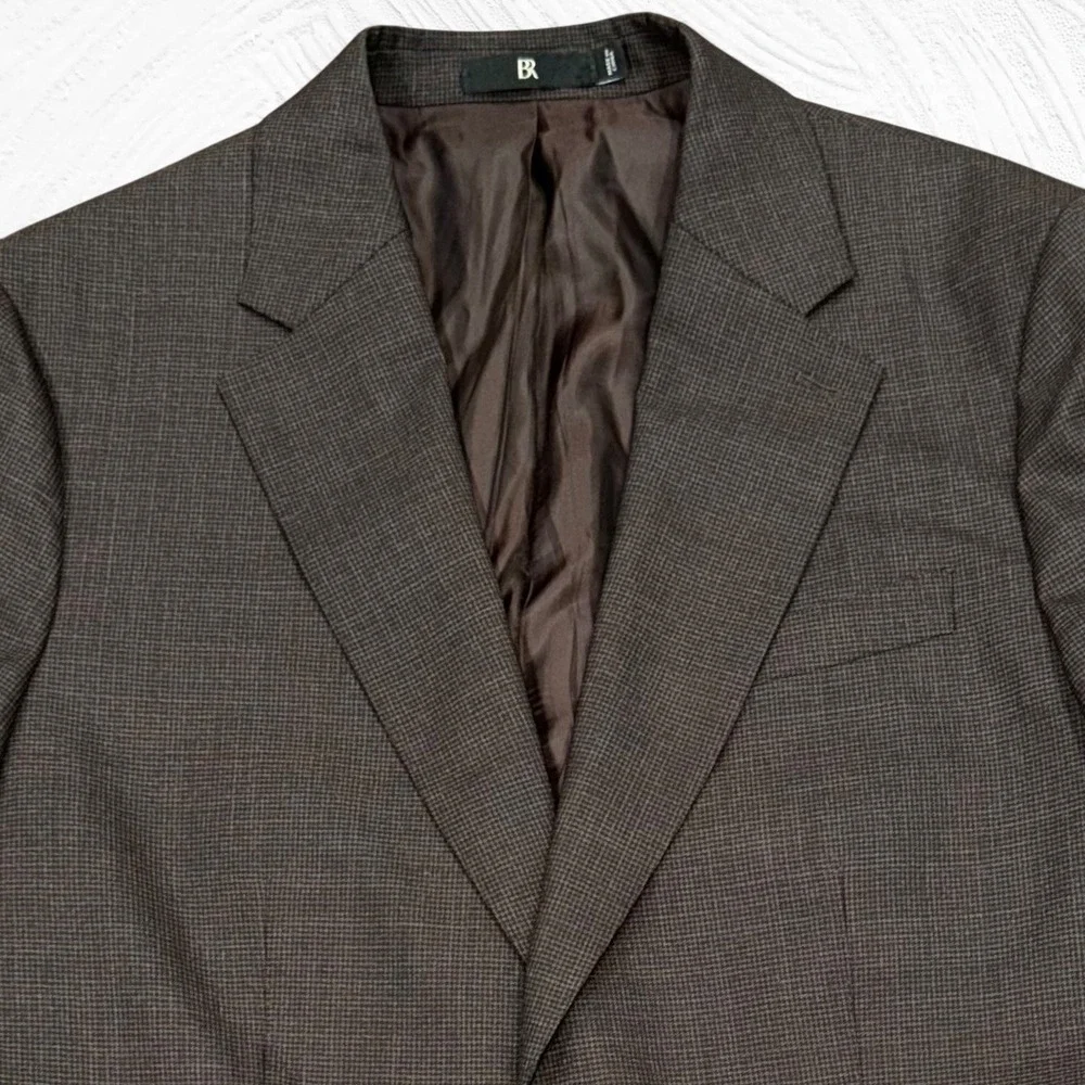Banana Republic Blazer 42R Brown Black Check Vital Barberis Rustico Wool Slim